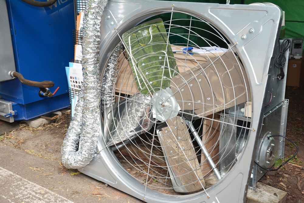 A large fan waiting to be installed