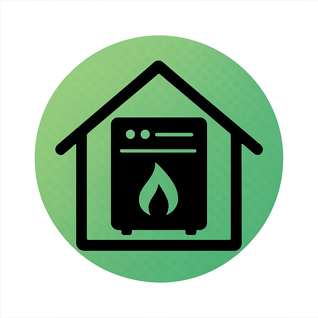 Heating symbol representing a single-stage 80% AFUE energy-efficient gas furnace installation for residential homes near me