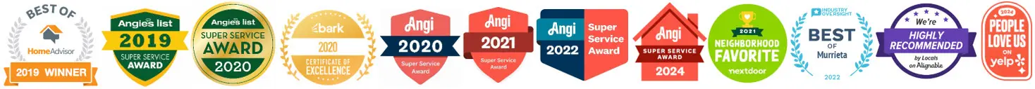 Award-winning HVAC contractor in Murrieta, CA recognized with the Angi Super Service Award, Neighborhood Favorite Award, Certificate of Excellence, Best of Murrieta, and Yelp 5-star ratings. Highly recommended and trusted by local homeowners for air conditioning and heating services.
